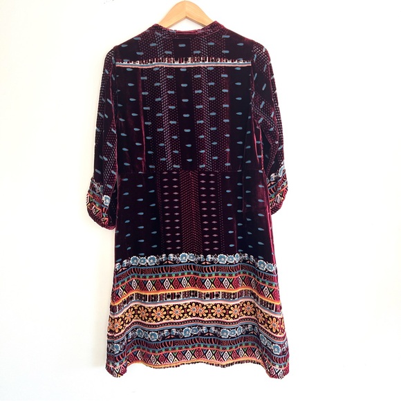 JOHNNY WAS Hania Velvet Burgundy w Multicolor Embroidery Tunic Mini Dress Sz XS - Picture 9 of 16
